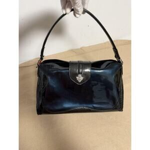 Barcos Line Handbag Womens Black Patent Leather Shoulder Bag Made Japan Purse